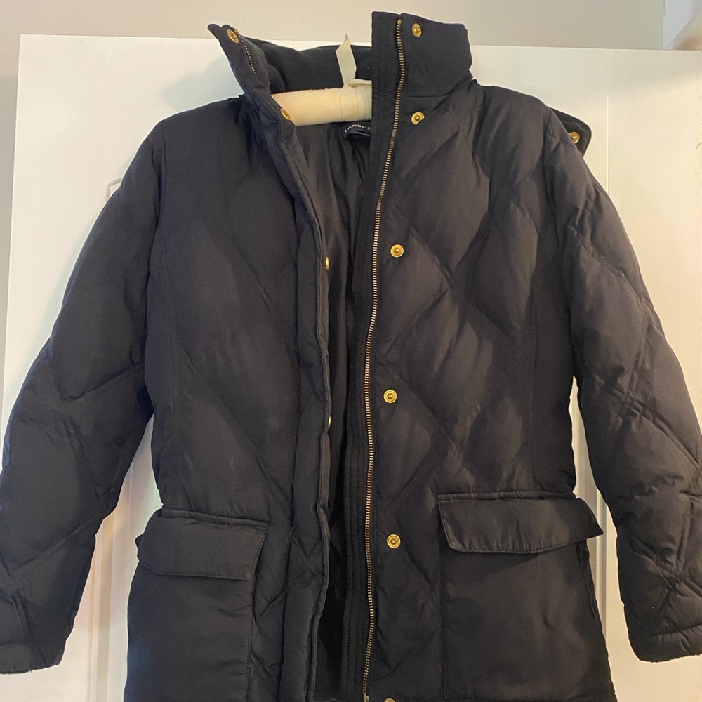 Lands' End Black Quilted Puffer Girls M